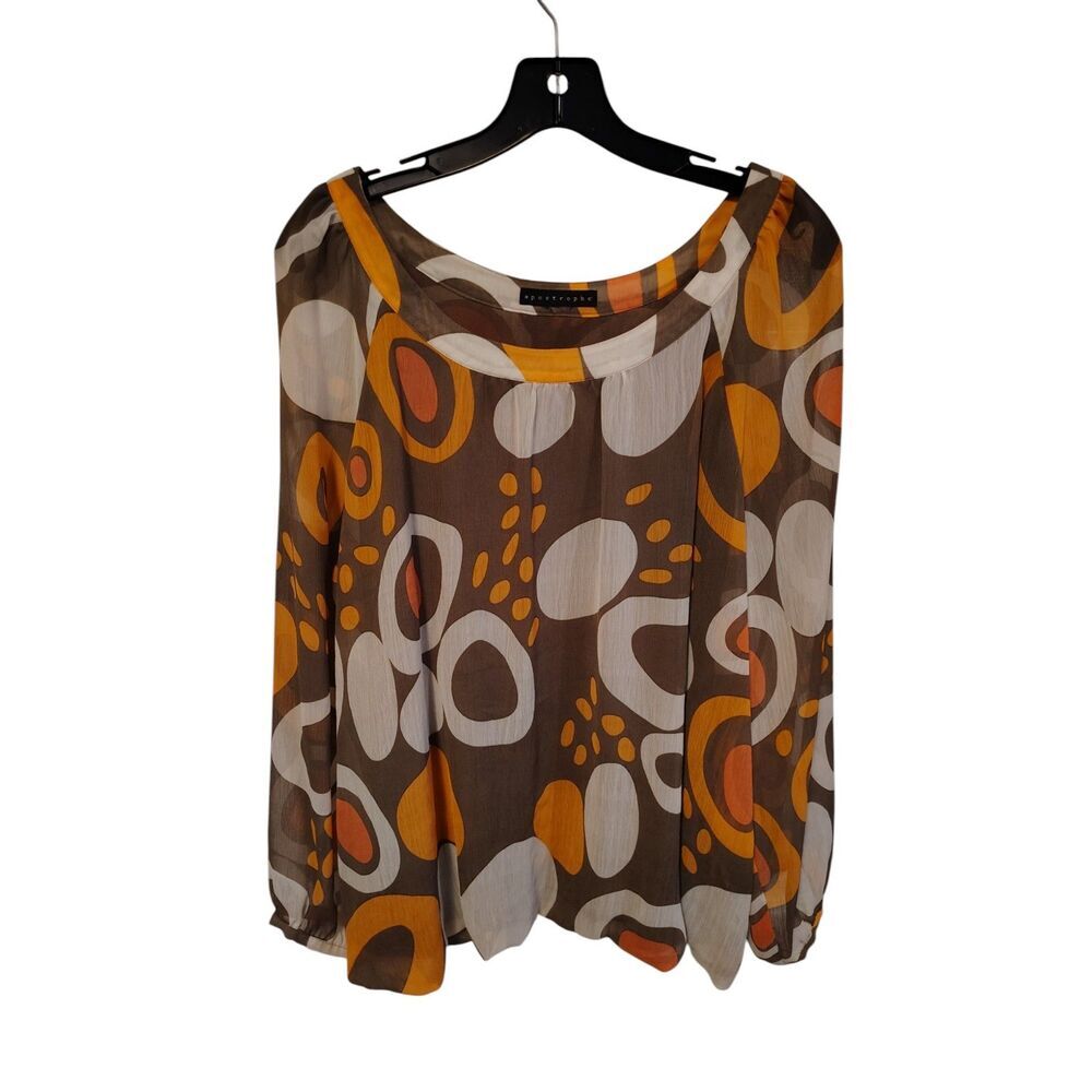 Apostrophe Women's Orange and Brown blend crew neck blouse